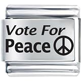 Us Patriotic Vote For Peace Laser Italian Charm Bracelets