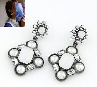 Fashion Restoring Ancient Vintage Exaggerated Personalized Showily Temperament of Gemstone Pearl Earrings for Lady Women
