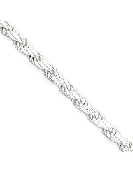 4.25mm, Sterling Silver, Diamond-Cut Rope Chain, 8 inch