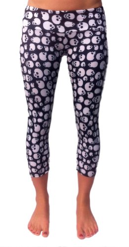 Onzie Women's Skull Capri Yoga Legging, Small/Medium