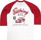 【S】A BATHING APE(エイプ) 09SSロールスロイスロゴ七分丈ラグランT 白赤【白赤】【新品】