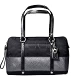 Coach Signature Stripe Satchel Bag Tote 12976 Black Gunmetal