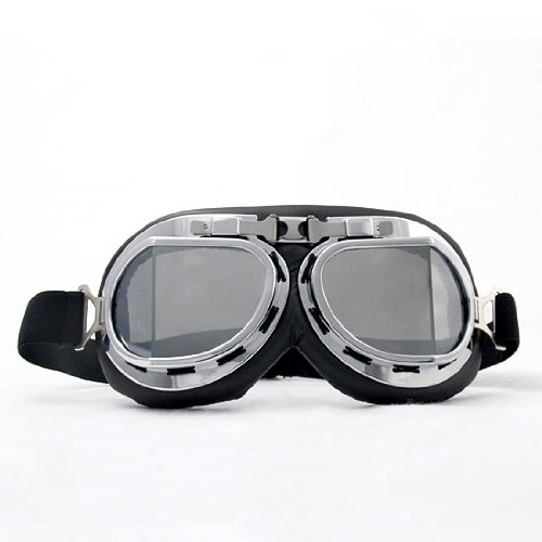 Military Army Aviator Retro Style Motorcycle Biker Cruisers Motocross Helmet Goggles Chrome Frame Sun UV Wind Eye Protect Goggles