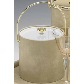 Kraftware 43066 Wicker Beige 3 Quart Ice Bucket with Bale Handle and Lucite Cover by Kraftware
