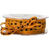 May Arts 3/8-Inch Wide Ribbon, Orange with Black Dots