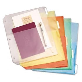 Ring Binder Divider Pockets With Index Tabs Letter Assorted Colors 5/Pack