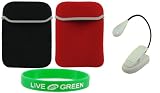 Non-OEM Amazon Kindle 2 Neoprene Sleeve Case with Clip-On Reading Light - Reversible Red Black