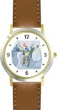 Puss in Boots Cat - WATCHBUDDY&reg; DELUXE TWO-TONE THEME WATCH - Arabic Numbers - Brown Leather Strap-Size-Large ( Men's Size or Jumbo Women's Size )
