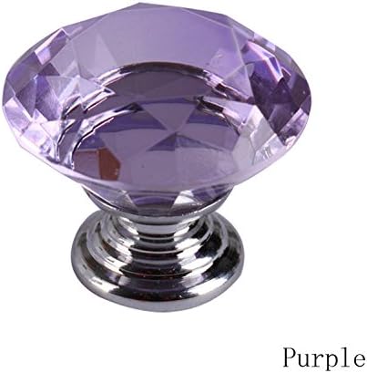 40mm Diamond Shape Clear Crystal Sparkle Glass Kitchen Cabinet Knobs Furniture Wardrobe Dresser Cupboard Door Knobs Purple Color