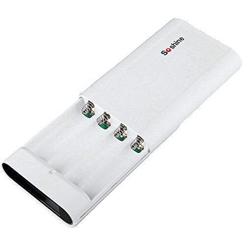 Soshine LCD Dual USB Outputs DIY External Charger with 18650 Battery Replacement Mobile Power Bank for iPhone Samsung and More (Batteries Not Included)