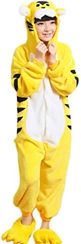 Boys and Girls Winter Flannel Pajamas Lovely Cartoon Animal Tigger Coral Fleece One-piece Homecoat Toilet Permitted (115#)