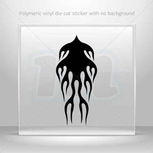 Decals Sticker Single Flame car helmet window Boat jet-ski Garage door 6 X 2.7 Inches Black 0602 W8524