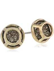 Sam Edelman Open Cage Round Pave Antique Worn Gold Colored Stud Earrings