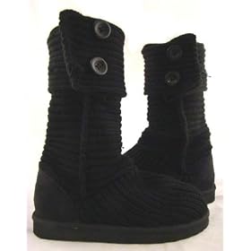 Brand New Black Crochet knitted Sweater Boot NIB Size 6