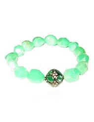 Natural Emerald Beads Cord Bracelet .925 Sterling Silver Fashion Jewelry