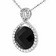 Sterling Silver CZ Lined Black Onyx Necklace