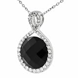 Sterling Silver CZ Lined Black Onyx Necklace