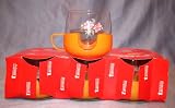 Set of 6 Hot Content Tea Coffee Glasses w/ Color Glass-Holders Made in Poland