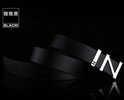 Fashion Hand tooled Leather Belt for Young Men Italian first layer of leather two colors White Black (Black)