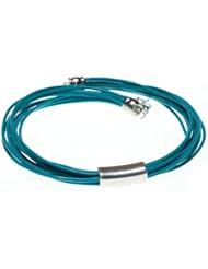 Turquoise Leather with Silver Bar Necklace Made in the USA