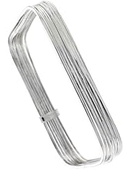 Sterling Silver Square Shape Flat 7 Band Stackable slip on Semanario Bangle 5/16 inch wide, 8 inch