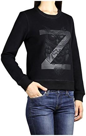 Premium Women's Owl Graphic Embroidered Designer Sweatshirt with Fleece Inside (Medium, Black)