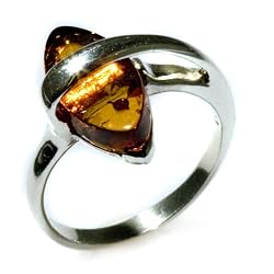 Sterling Silver Ring Amber Honey Marquise-Shaped