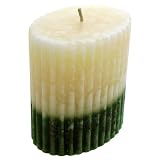 41VwGuJ6MwL. SL160  Dual color Oval Corrugated Pillar Decorative Candle Lamp, Candle Lantern   Green/Ivory   3X4   C522