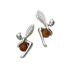 Zeeme Damen-Ohrstecker 925/- Sterling Silber Elfe mit Bernstein 393220034