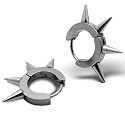 Pair of Small Huggie Hoop Earrings with Spikes (Hoop diameter: 14mm. Width: 3mm) Stainless Steel (will not tarnish/fade) Supplied in Gift Pouch