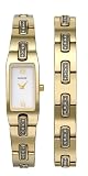 Accurist LB1360G Ladies Gold tone stone set watch and matching bracelet gift set