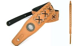 Light Brown 'Biker Series' Leather Guitar Strap for Electric/Acoustic/Bass Guitar