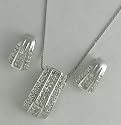 Jewelry Set 1.0k G.S.I Princess Cut and Round Diamonds on 14k White Gold Pendant and 0.50k Princess Cut and Round Diamonds ON 14K White Gold Earrings with Post Chain Included