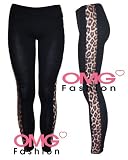 WOMENS LEOPARD ANIMAL PRINT SIDE STRIP LEGGINGS
