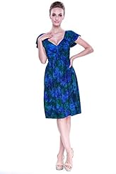 Summer Rayon Dots Print Tropical Print Flowy Short Sleeves  Dress