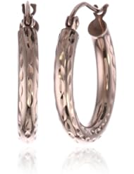 10k Pink Gold 3mm Diamond Cut Hoop Earrings
