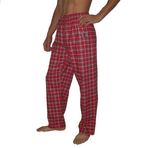 Mens NFL Atlanta Falcons Plaid Finest Cotton Thermal Sleepwear / Pajama Pants - Red (Size: L)