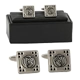 Pair of Cufflinks 2 tone Silver/engraved Rennie Mackintosh