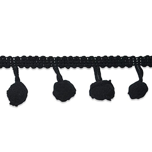 Expo International 3/4-Inch Pom Fringe Trim Embellishment, 20-Yard, Black
