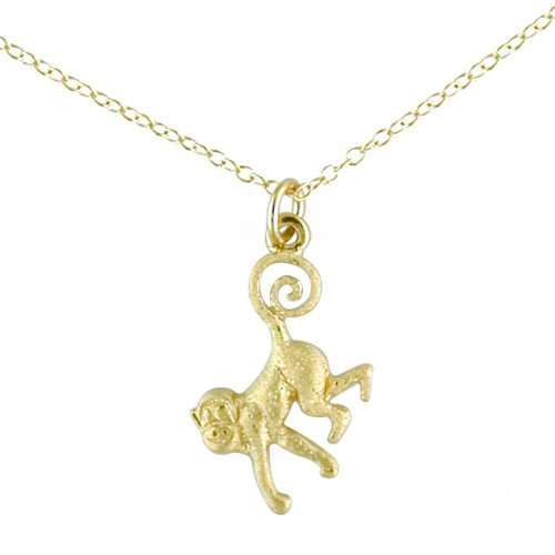 Buy 14k Gold over Silver Monkey Charm Necklace - 18