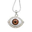 Lucky Brown Eye Crystal Accent Charm Pendant Necklace Fashion Jewelry