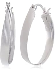Platinum Plated Sterling Silver Hoop Earrings (1.0" Diameter)