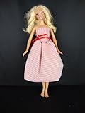 Red and White Striped Strapless Dress Made to Fit the Barbie Doll