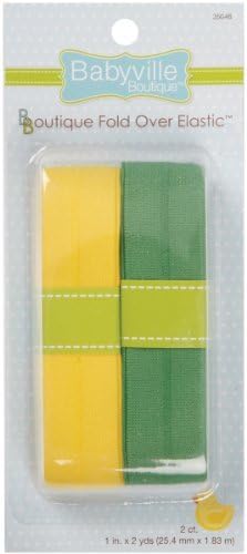 Babyville Boutique Fold Over Elastic, Solid Yellow and Solid Green by Dritz Babyville Boutique