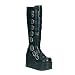 4 1/4 Inch Gothic Platform Knee Boots Buckle Detail Black Demonia