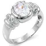 CZ Engagement Silver Ring - size 5