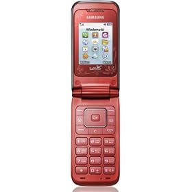 Samsung E2530 flip phone, black/metallic red, unlocked, bluetooth, mp3, FM radio