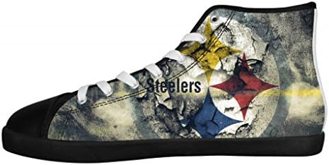 GCKG(TM) NFL Pittsburgh Steelers Team Logo Men's Nonslip High Top Canvas Shoes Lace-up Fashion Sneaker-8M US