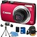 Canon Powershot A3300 16 MP Digital Camera with 5x Optical Zoom (Red) Camera Kit includes 8 GB Memory Card, Card Reader, Deluxe Carrying Case, Mini Tripod, & 3pc. Lens Cleaning Kit.