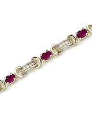 14kt Yellow Gold Oval Ruby and Diamond Bracelet